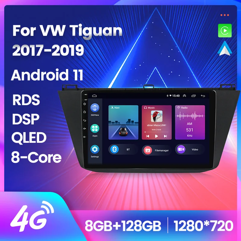 

Автомагнитола мультимедийная 2DIN, Android 11, DSP, для VW Volkswagen Tiguan 2017, 2018, 2019, GPS-навигация, аудиоприемник для автомобиля