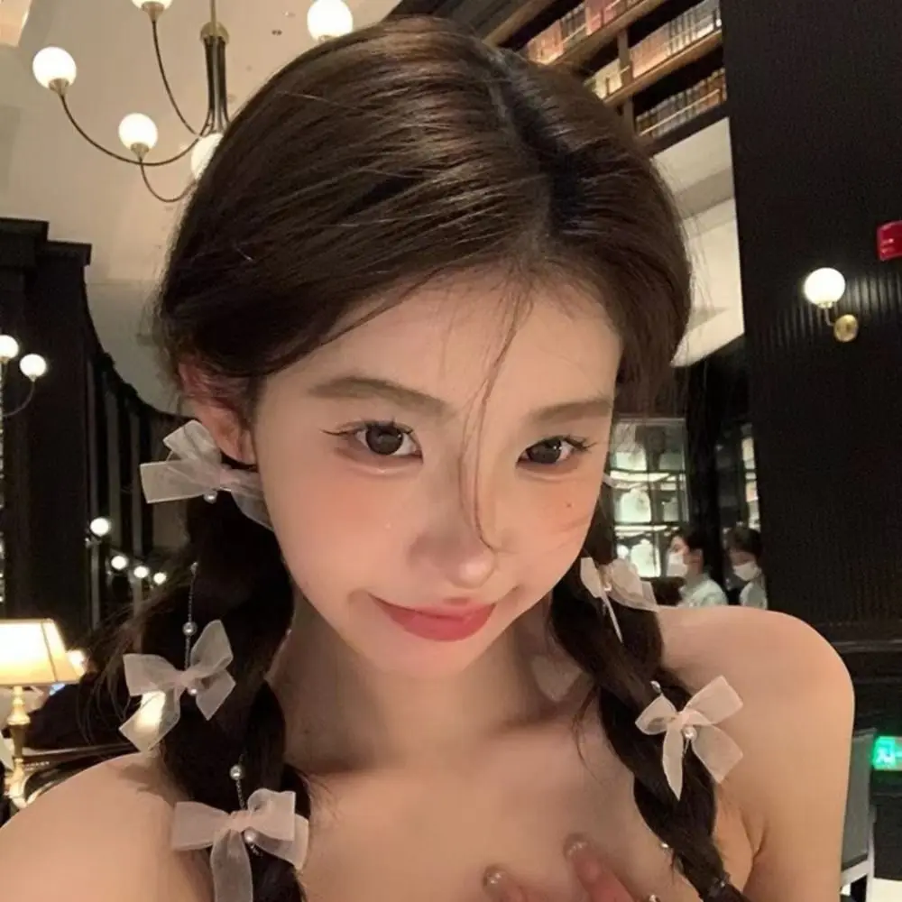 

Sweet Pearl Bow Hairpin For Women Girl Cute Braided Long Ribbon HairClip Temperament Hair Barrettes Lolita Balletcore Headdress