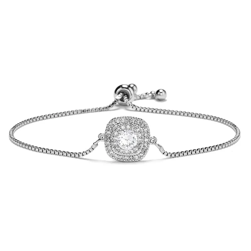 

2022 New Fashion White Geometry Zircon Bracelets for Women Personality Wild Bangles Wedding Party Jewelry Valentine's Day Gifts