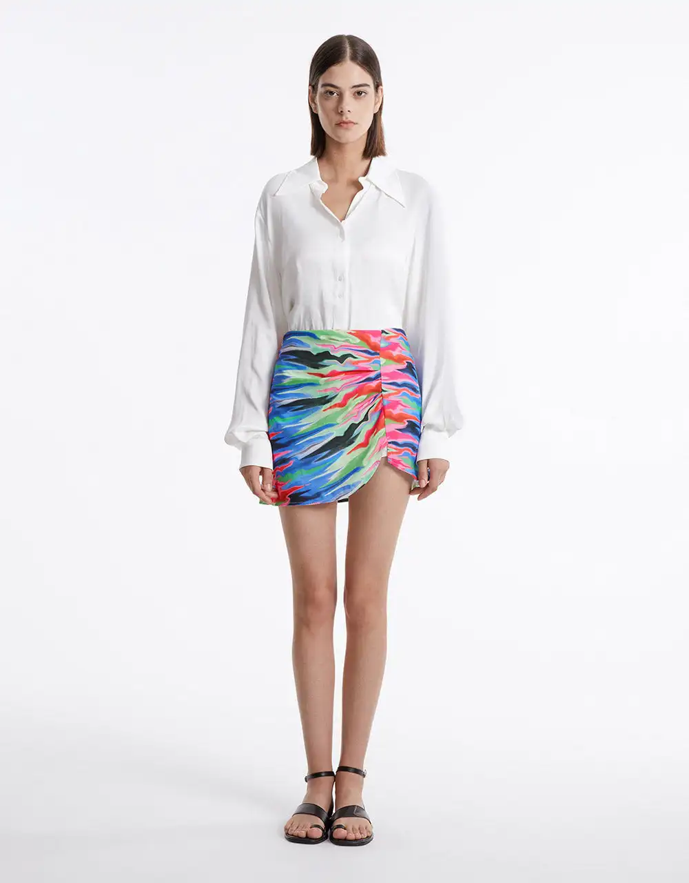

Printed Asymmetric Mini Skirt