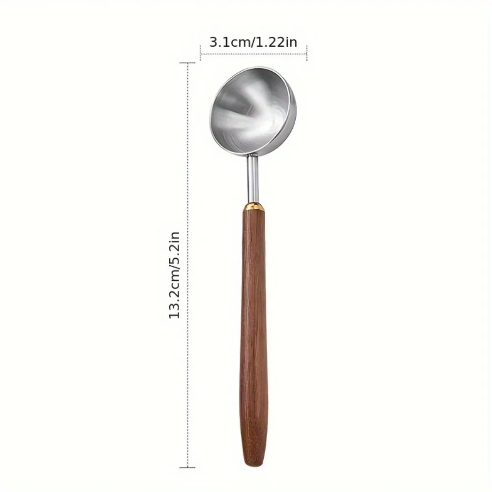 

4/8/25/30ml Wooden Long Handle Stainless Steel Coffee Scoop Tablespoon Measuring Spoon Walnut Wood Coffee Spoons Cafe Decoration
