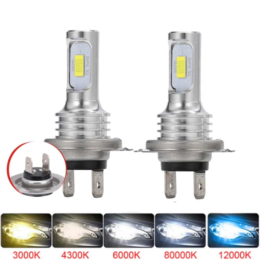 

2Pcs H7 H4 Led Car Super Bright CSP Headlight Fog Light Bulbs H1 H8 H9 H11 9005 9006 DRL Lamp Kit High Low Beam 6000K 12V 24V