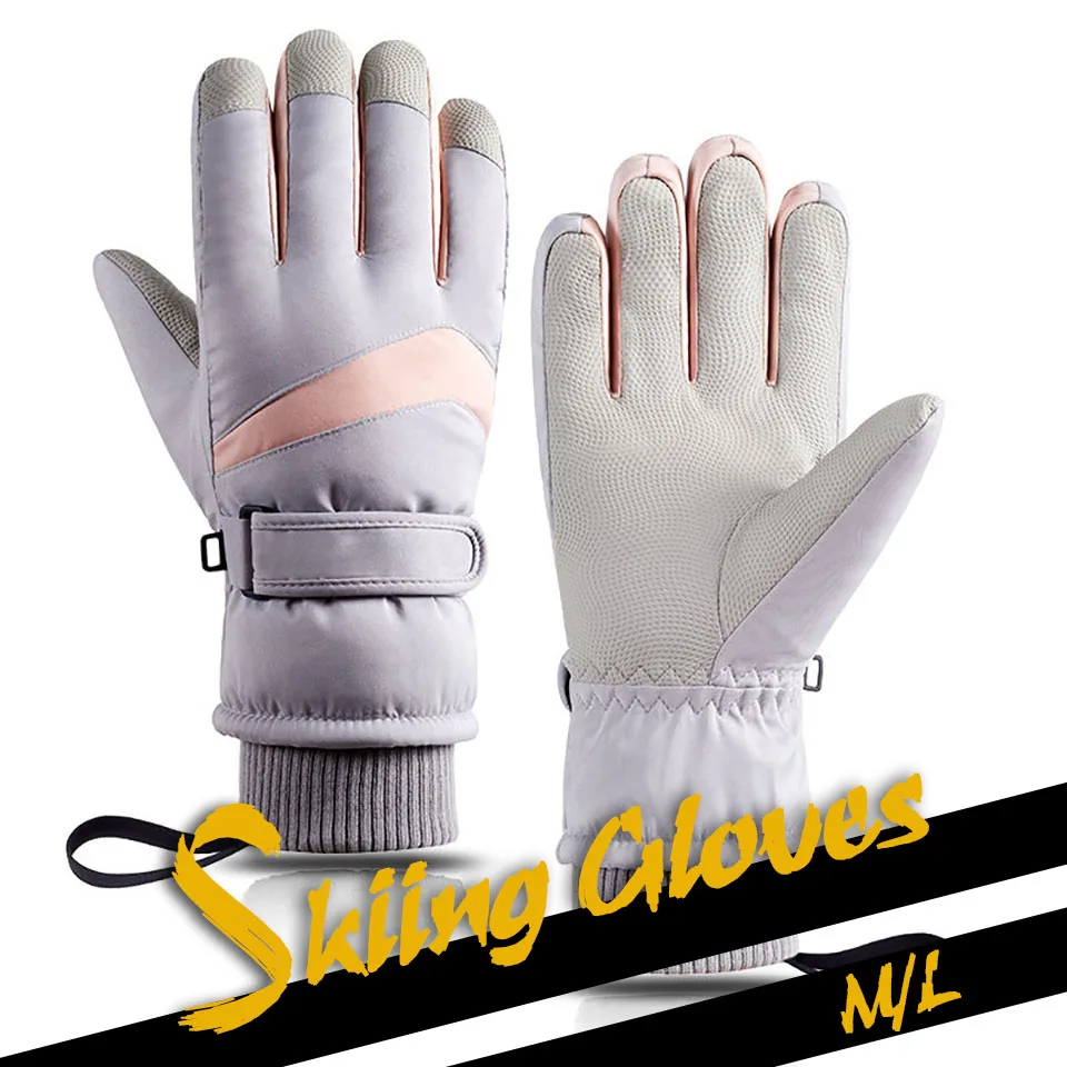 

GOBYGO Winter Snow Skiing Gloves Thicken Windproof Waterproof Warm Fleece Hiking Motorcycle Cycling Snowboard Gloves Men Women