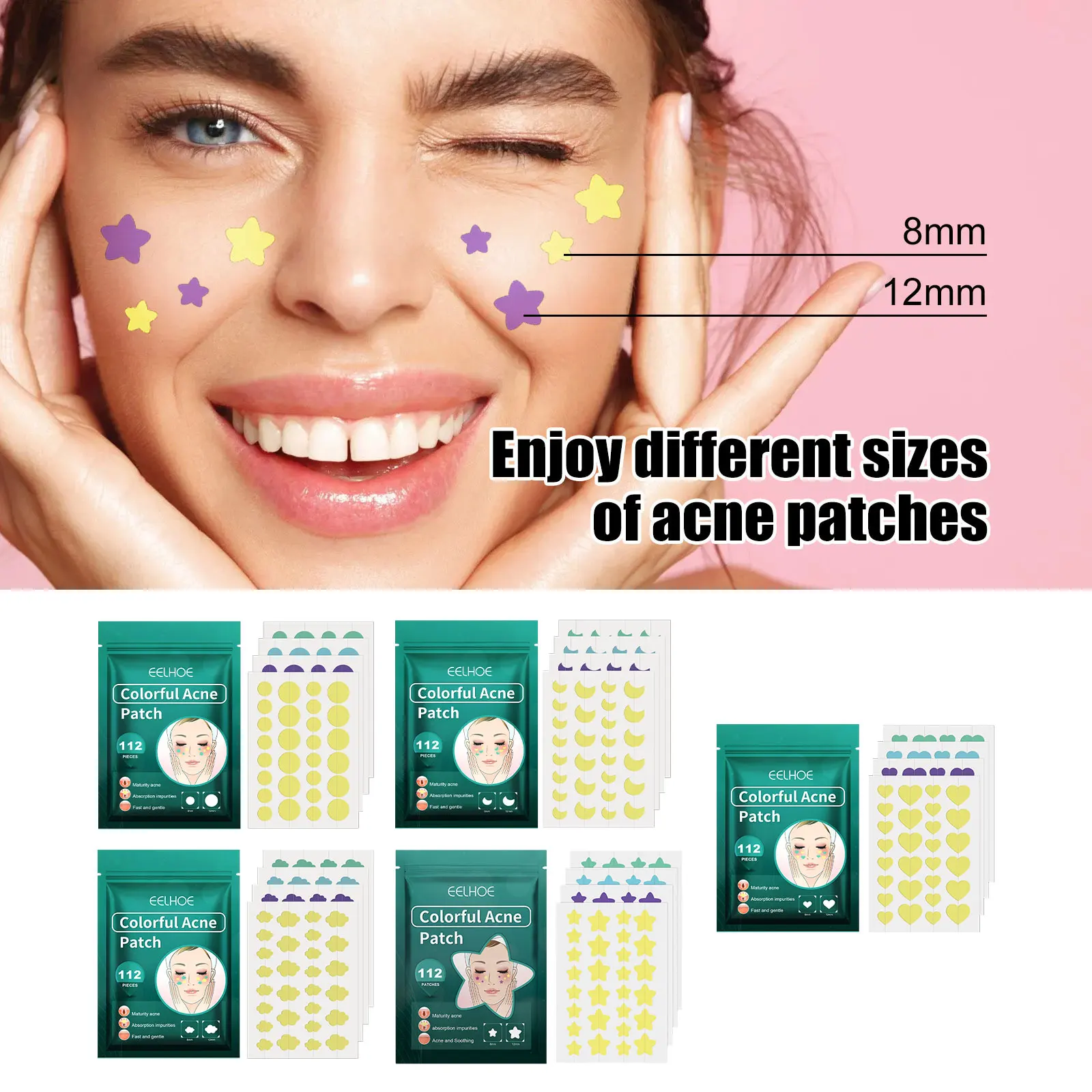 112 шт. водонепроницаемые разноцветные пластыри от прыщей и