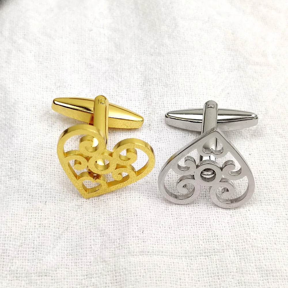 Heart-Shaped Men's And Women's Cufflinks Lovers Gift Wedding Stainless Steel Shirt Cufflinks Men's Jewelry Accessories Wholesale