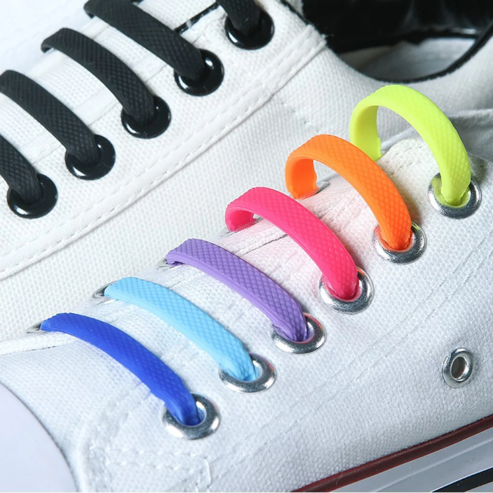 Silicone Elastic Shoelaces Special No Tie Shoelace Lacing Kids Adult Sneakers Quick Shoe Lace Creative Lazy Rubber Lace 16ps/Lot