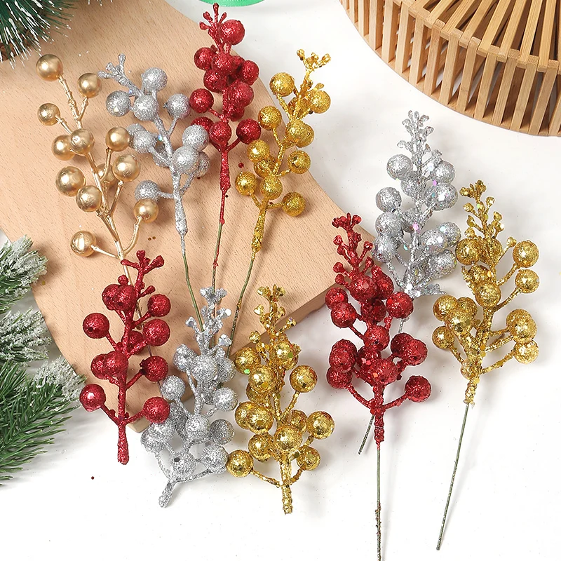 

5/10PCs Artificial Berry Bouquet Christmas Ornaments Xmas Tree Decor for Home New Year 2023 Party Decoration Wreath Accessories