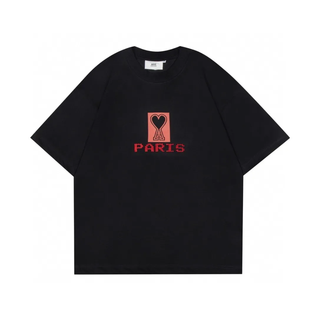 

New Summer Fashion Men's T-shirt Big Love Peach Embroidered Cotton Round Collar T-shirt South Fashion Couples Tops Clothing