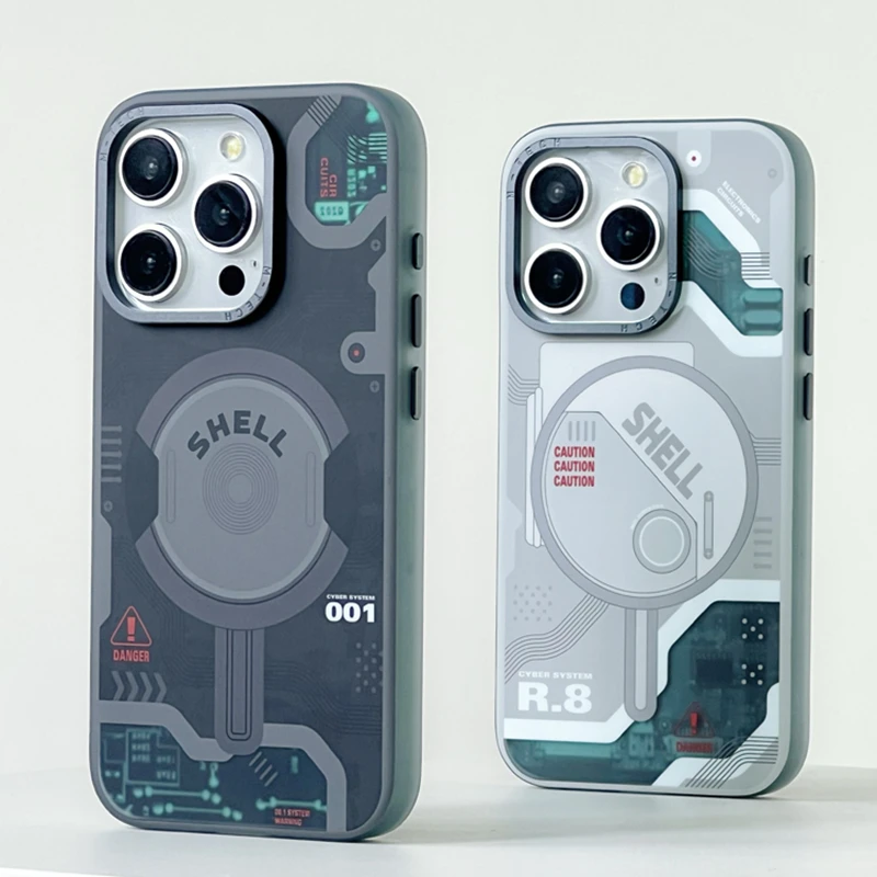 Модный высокотехнологичный чехол MagSafe с механическими элементами для iPhone 14 15Pro max
