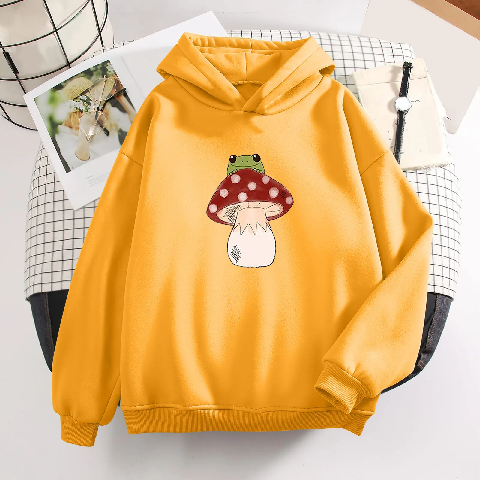 

Womens Sweatshirt Cute Frog Print Long Sleeve Hoodie Casual Top Hoodie Tween Clothes Girls