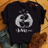 y2k cute t shirt female hedgehog dandelion print tshirt summer casual short sleeves tee tops kawaii women tshirt streetwear