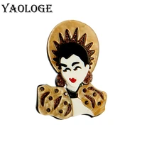 yaologe acrylic western cowgirl brooches for women exaggerated cartoon cute figure badge lapel brooch pin jewelry gift wholesale