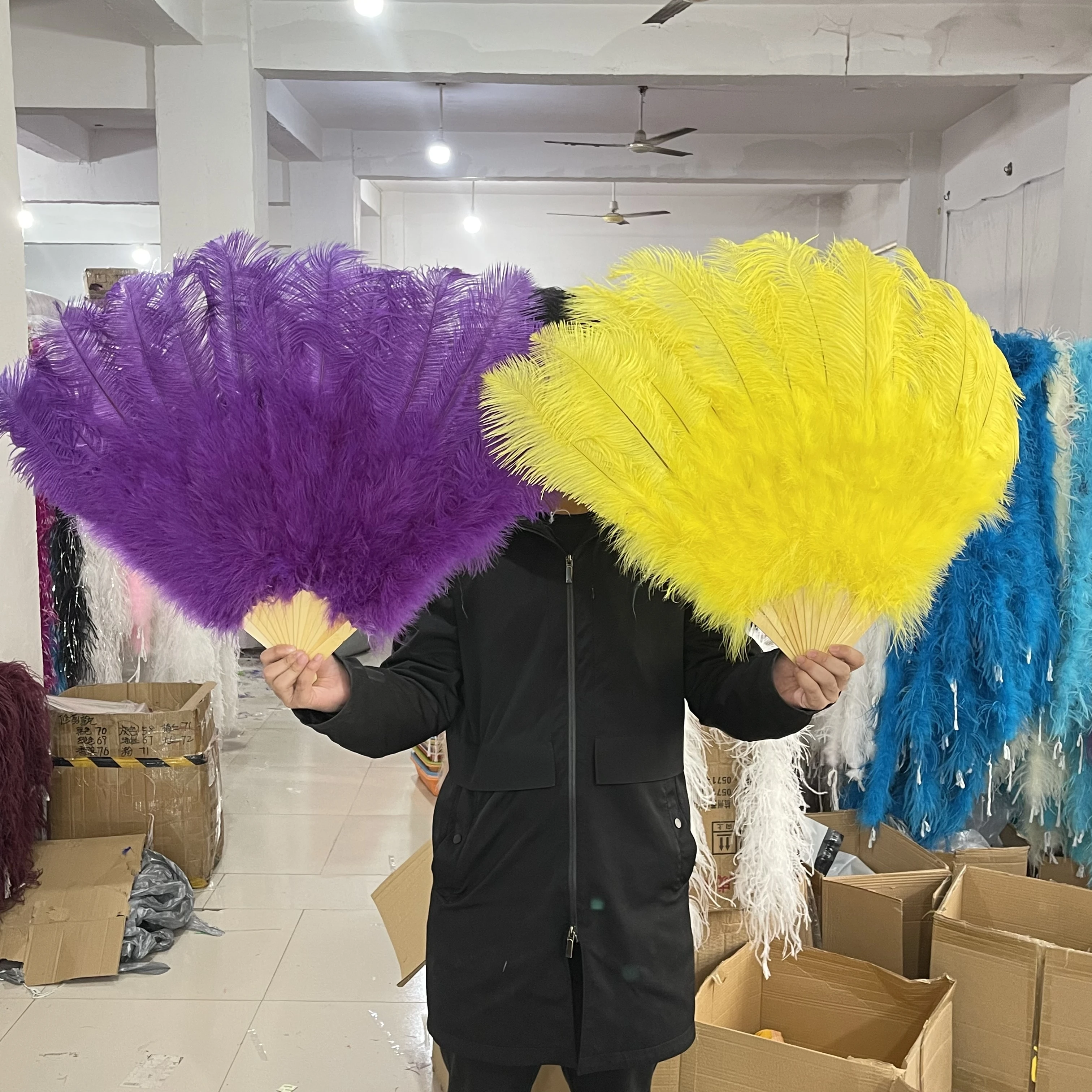 

Fashion Elegant Colored Ostrich Marabou Feathers Fan Decoration for Wedding Dancer Carnival Stage Wedding Accessory Craft Plumes