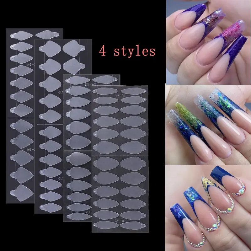 

manicure french stickers, crystal manicure stencil free of frosting, no paper holder extension glue Nail art stencil