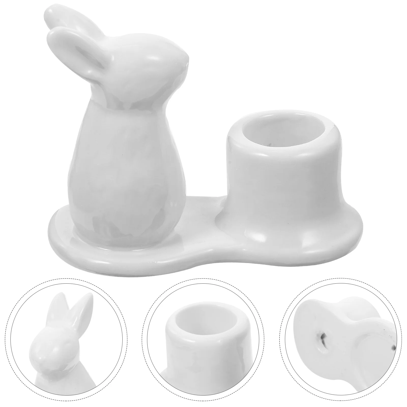 

Holder Candlestick Holders Ceramic Desktop Stand Rabbit Bunny Decorative Egg Decor Ornament Chime Tealight Table Fireplace