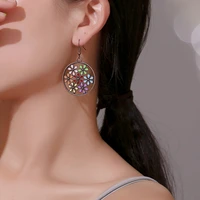ethnic vintage cute flower earrings for women girls charm pendant bohemian round dangle ear drop party boho jewelry pendientes