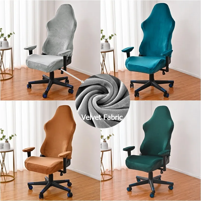 

Soft Velvet Office Chair Cover Stretch Computer Chair Slipcovers Non Slip Washable Seat Protector Covers for Living Room Study