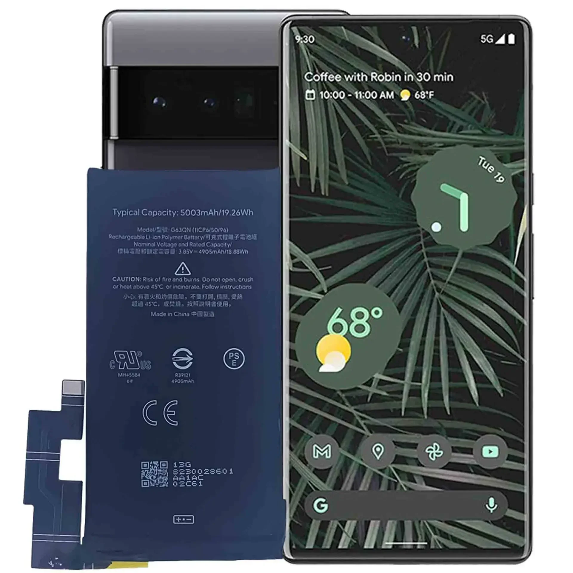 Высококачественная сменная батарея для мобильного телефона Google Pixel 6 Pro G63QN 5003 мАч