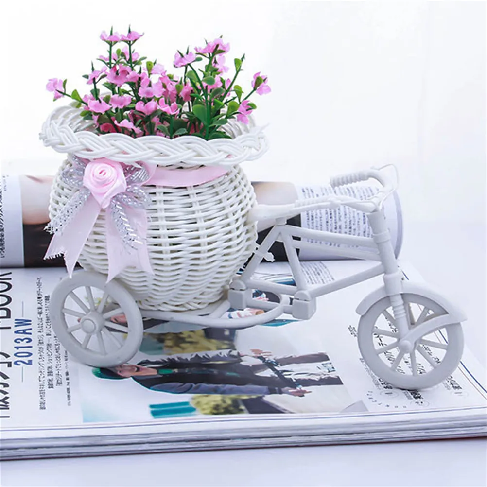 Hot Sale New Plastic White Tricycle Bike Design Flower Baske