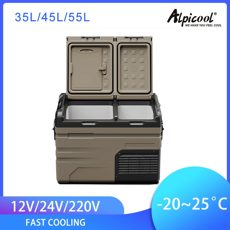 

Автомобильный холодильник Alpicool TA 35L 45L 50L, портативный небольшой морозильник 12 В с компрессором, 220 В, коробка для льда, 2-дверный домашний авто...
