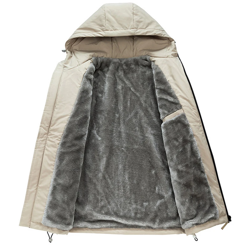 Мужская зимняя флисовая куртка с капюшоном размеры до 8XL