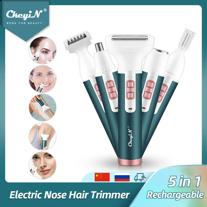 

Электробритва CkeyiN 5 в 1 для женщин, безболезненный эпилятор, бритва для лица, бороды, бровей, носа, триммер для тела, электрическая бритва 45