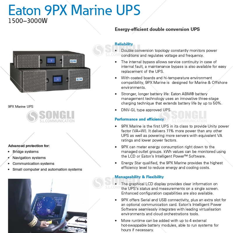 Фото ИБП Eaton 9PX Marine 1500-3000 Вт, однофазный, с литиевой батареей, модуль внешней установки с горячей заменой, ЖК-дисплей №4
