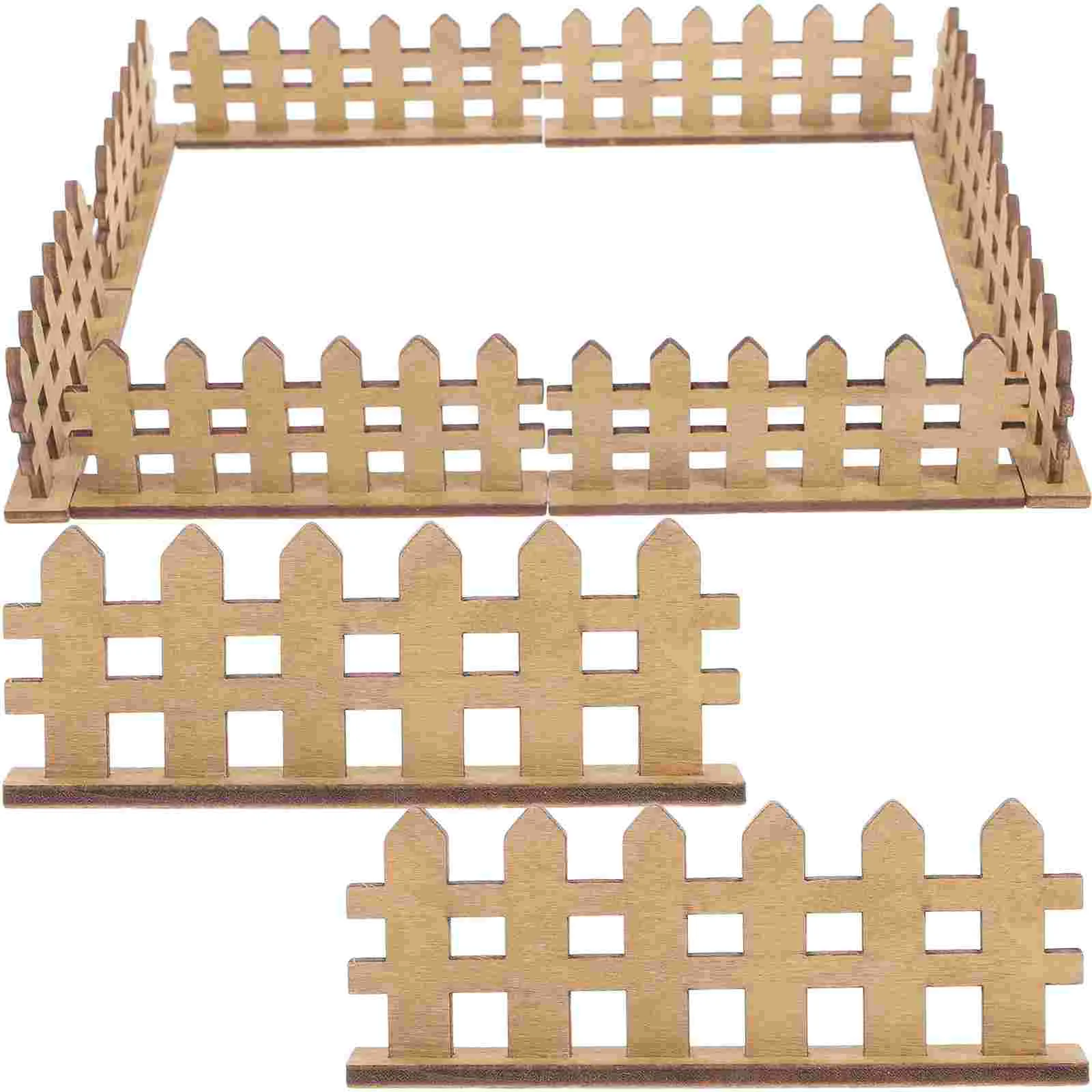 

10 Pcs Dollhouse Fence Durable Miniature Decoration Decorative Outdoor Plants Adornment Micro Landscape Accessories Wood