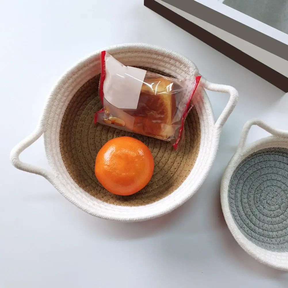 

Stylish Storage Basket with Handles Versatile Eco-friendly Woven Cotton Rope Storage Basket Heavy-duty Organizer for Nursery