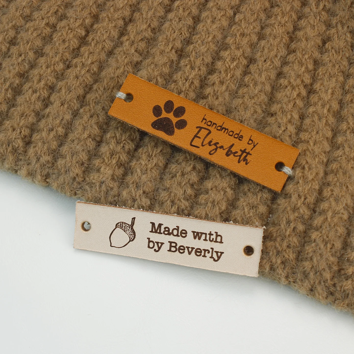 

12.5X50 mm,Sewing Leather Tag,Personalized With Custom Logo or Text For Hats Knits Tag,Crochet And Handmade brands Clothes Tags