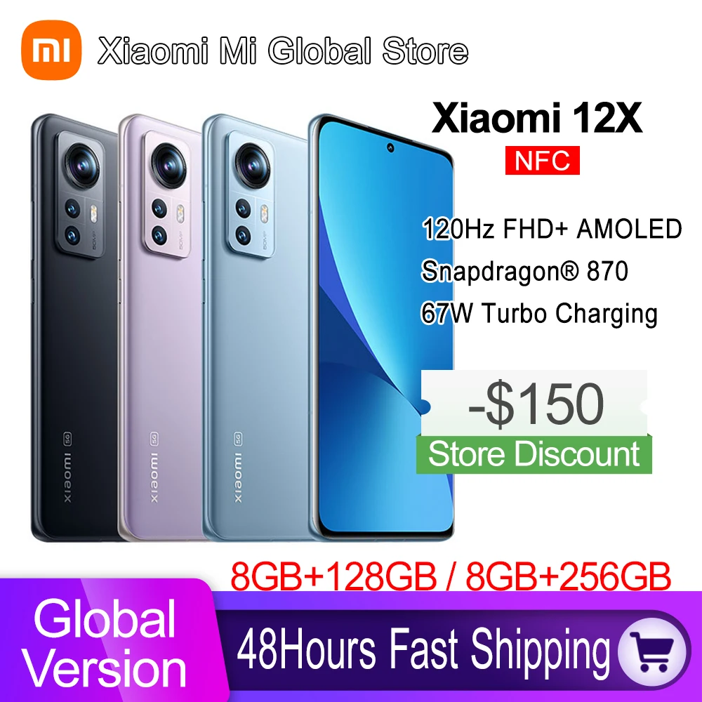 Global Version Xiaomi 12X 8GB 128GB/8GB 256GB NFC 5G Smartphone Snapdragon 870 120Hz 6.28