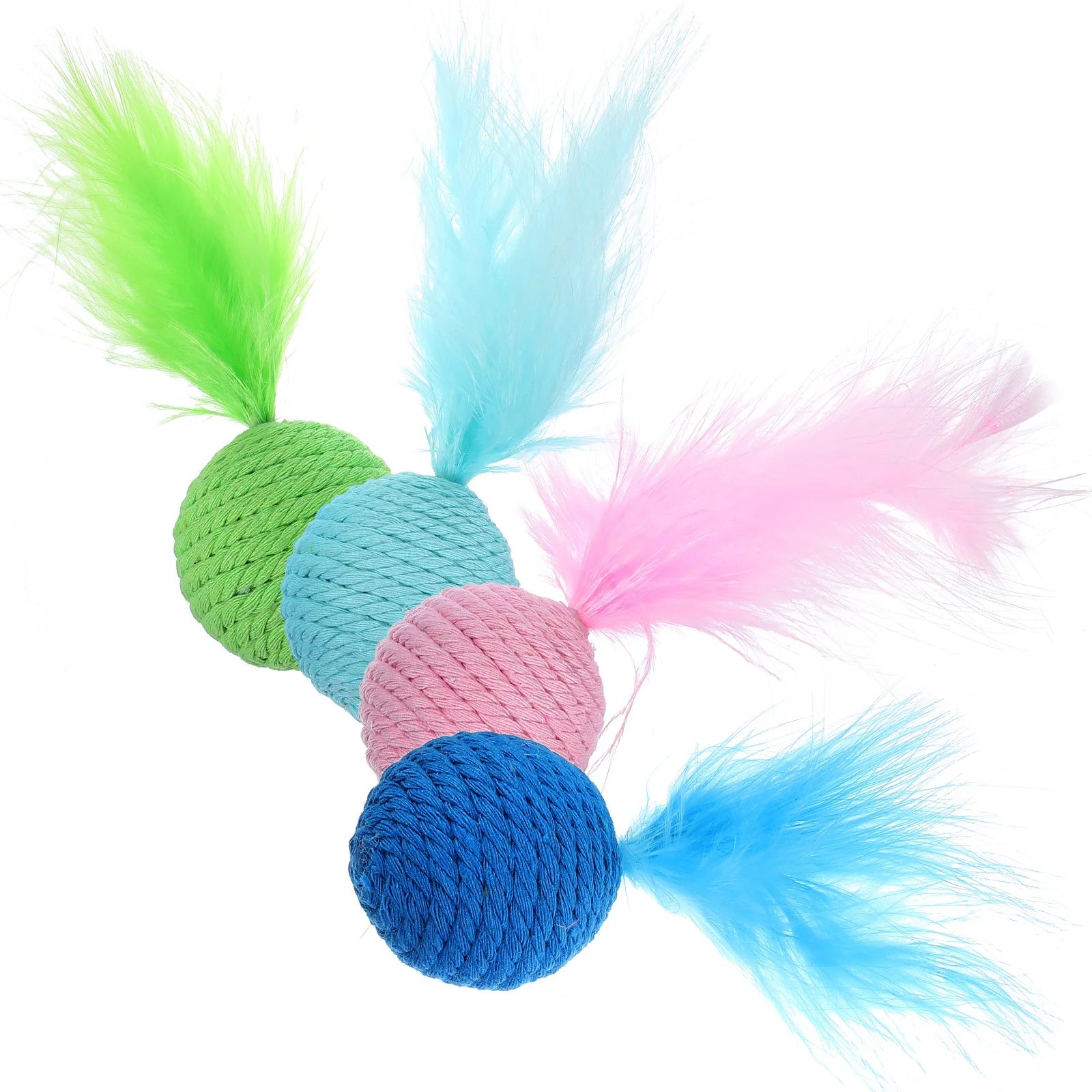 

4 Pcs Interactive Cat Toy Kitten Toys For Indoor Cats Pet Balls Knitted Bell