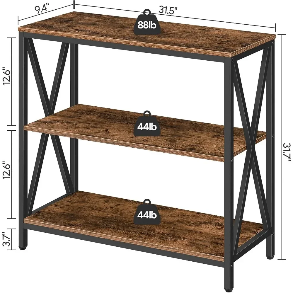 Диван-стол промышленный консольный столик 3-уровневый узкий приставной с