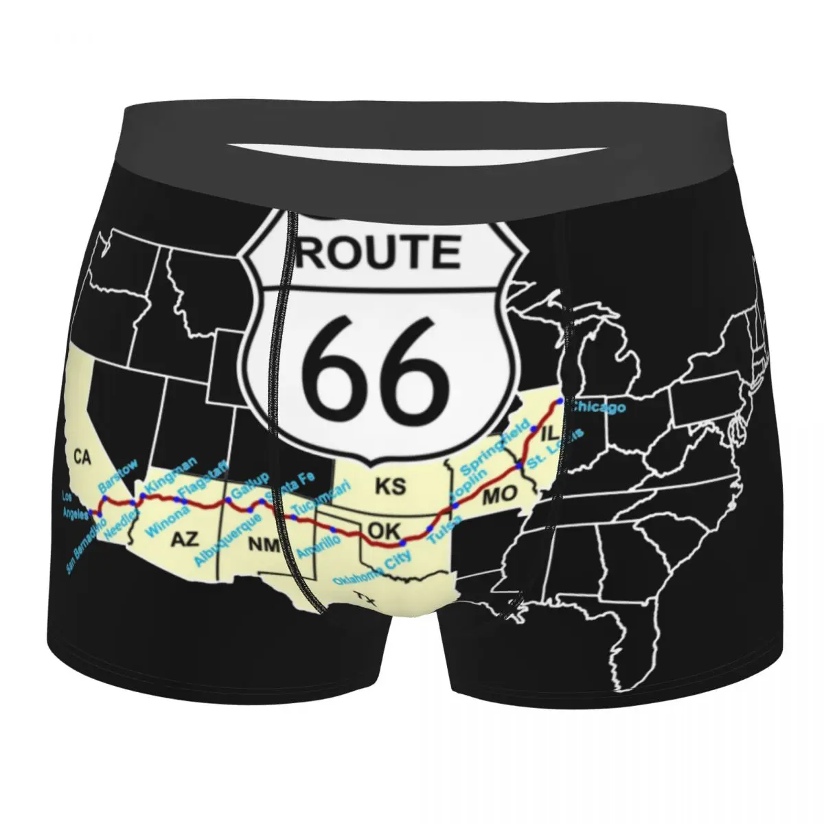 

Route 66 Men Underwear Mother Road American Classic Retro Oldschool Boxer Shorts Panties Funny Soft Underpants for Male S-XXL