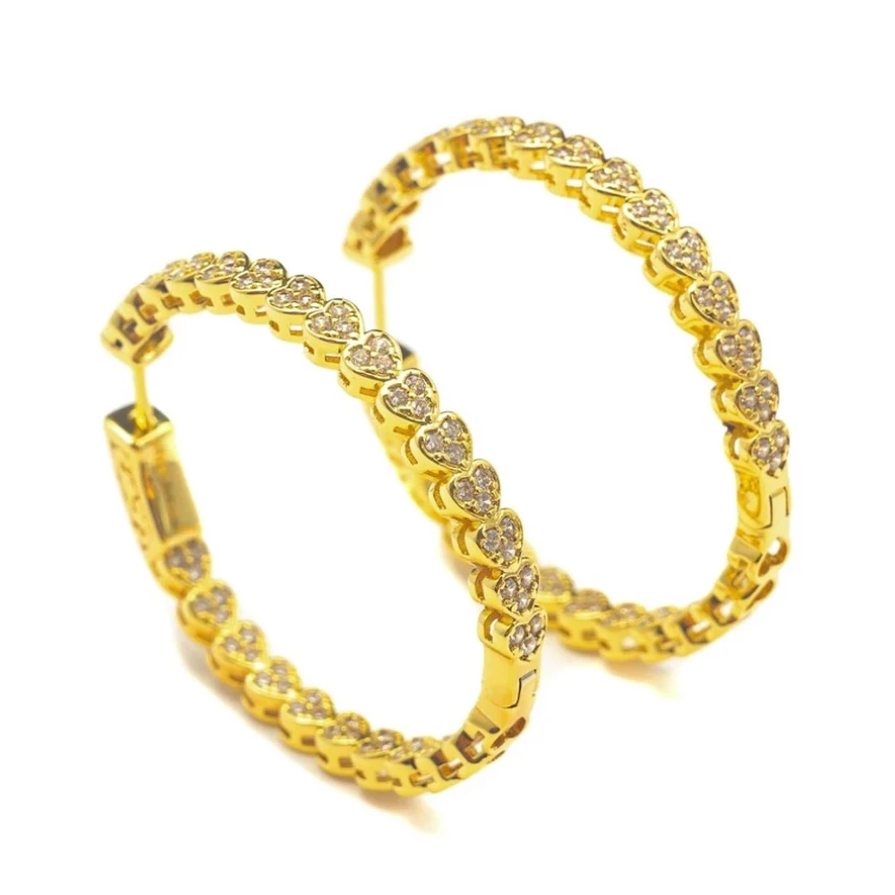 

Женские серьги-кольца с фианитом, круглые серьги в Корейском стиле с круглым кубическим цирконием, украшенные Фианитами, 38 мм, 2022