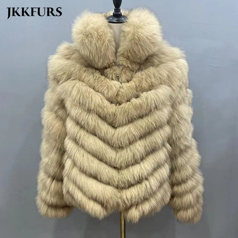 Casaco De Pele Winter Thick Warm Fur Jacket for Women Real Cardigan Fluffy Reversible Jacket Long-Sleeve Bubble Jackets S4829