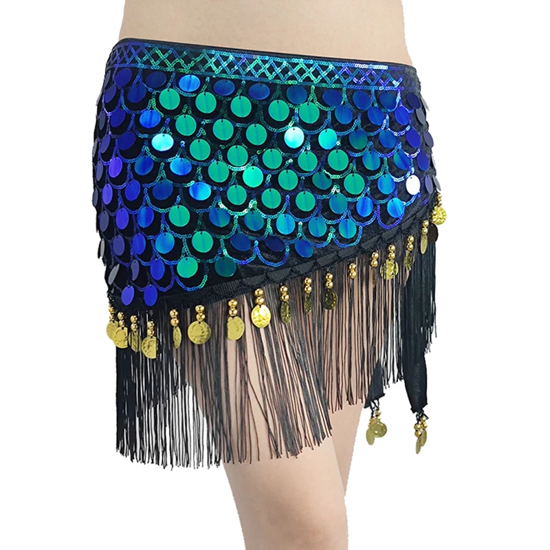 Женский набедренный платок с бахромой и цветными монетами аксессуар для танца