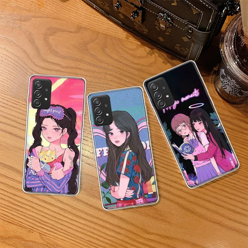 

Kawaii Japanese animation sweet girl Phone Case For Galaxy A02S A03S A12 A22 A32 A42 A52S A72 Samsung A13 A23 A33 A53 A73 A50S A
