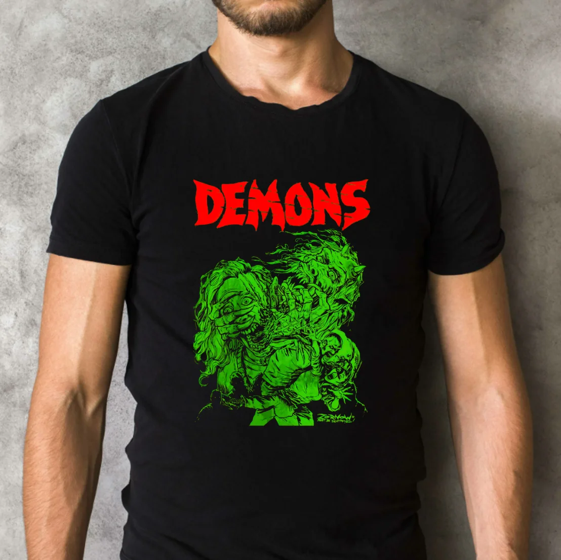 

Demons Classic Black T-Shirt 80's Horror Movie T-Shirt