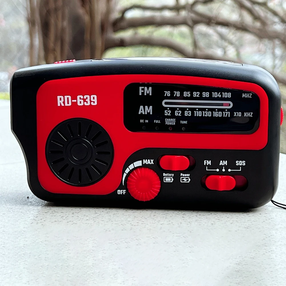 rd639 solar hand crank radio receiver sos alarm portable mobile phone charger amfm radio with flashlight for outdoor emergency free global shipping