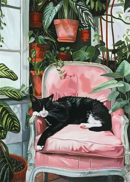 

Печать на холсте "Необычный Черный Кот, Читающий Газету"