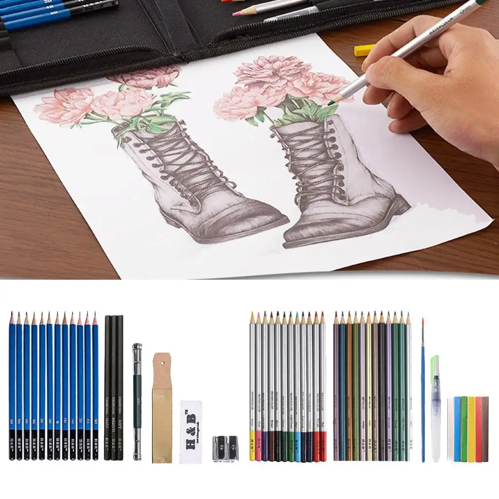 

51 Drawing Sketching Pencil Sets Eraser Stationery Kids Painting Supply