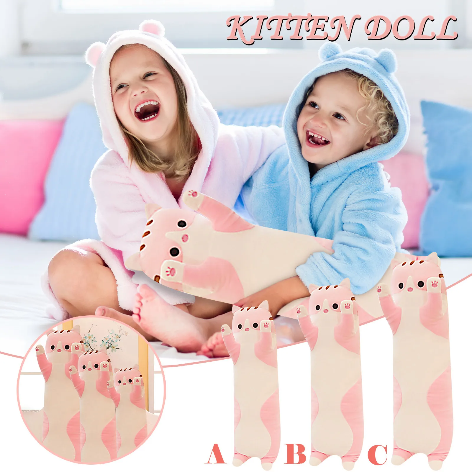 

h with inside Rope Squeaking Bear Dog Toy Long Cat Stuffed Toy h Soft Buddies Sleeping Pillow Doll Cute Cotton h toy