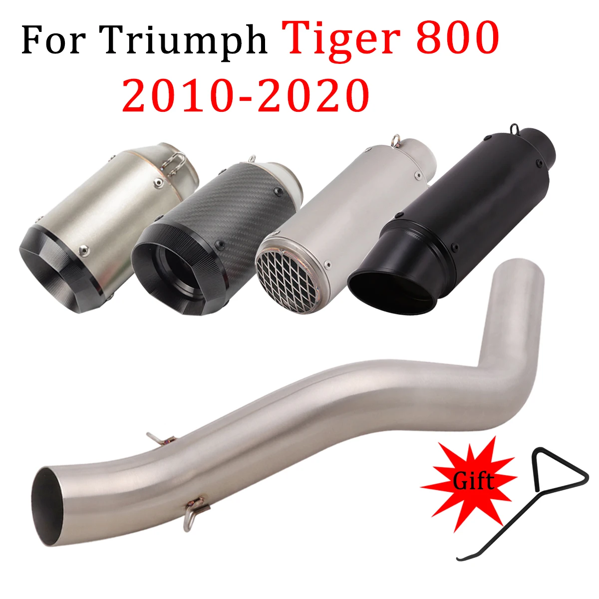 

Motorcycle Exhaust For Triumph Tiger 800 2010 to 2020 Tiger 800 XC / XR / XRX / XCX/XRT/XCA Escape Slip-on Muffler Mid Link Pipe