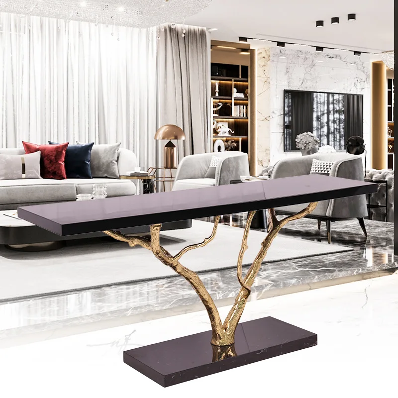 

Modern light luxury soft decoration designer creative fashion natural jazz white marble corridor lobby villa porch table