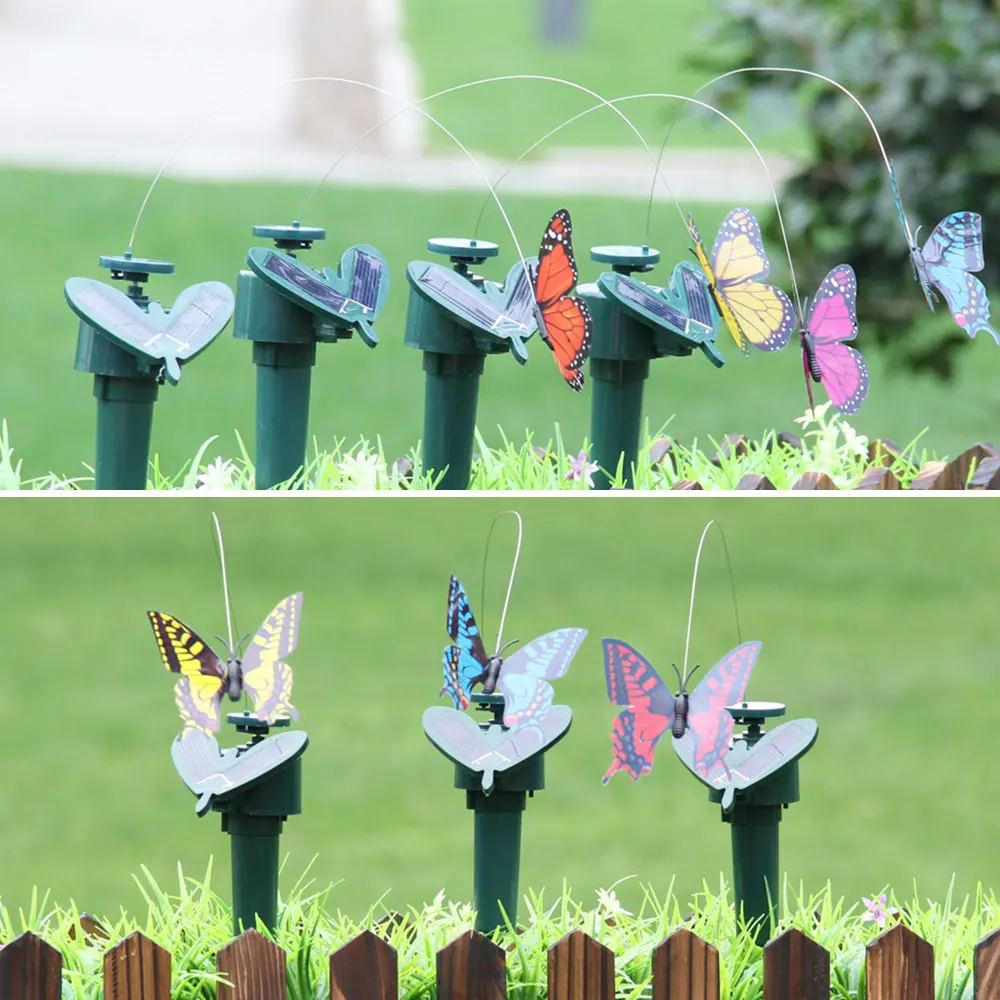 

Solar Powered Creative Ornament Dancing Butterfly Flying Humming Bird Yard Garden Stake Decor Yard Garden Farm Decoration Gadget