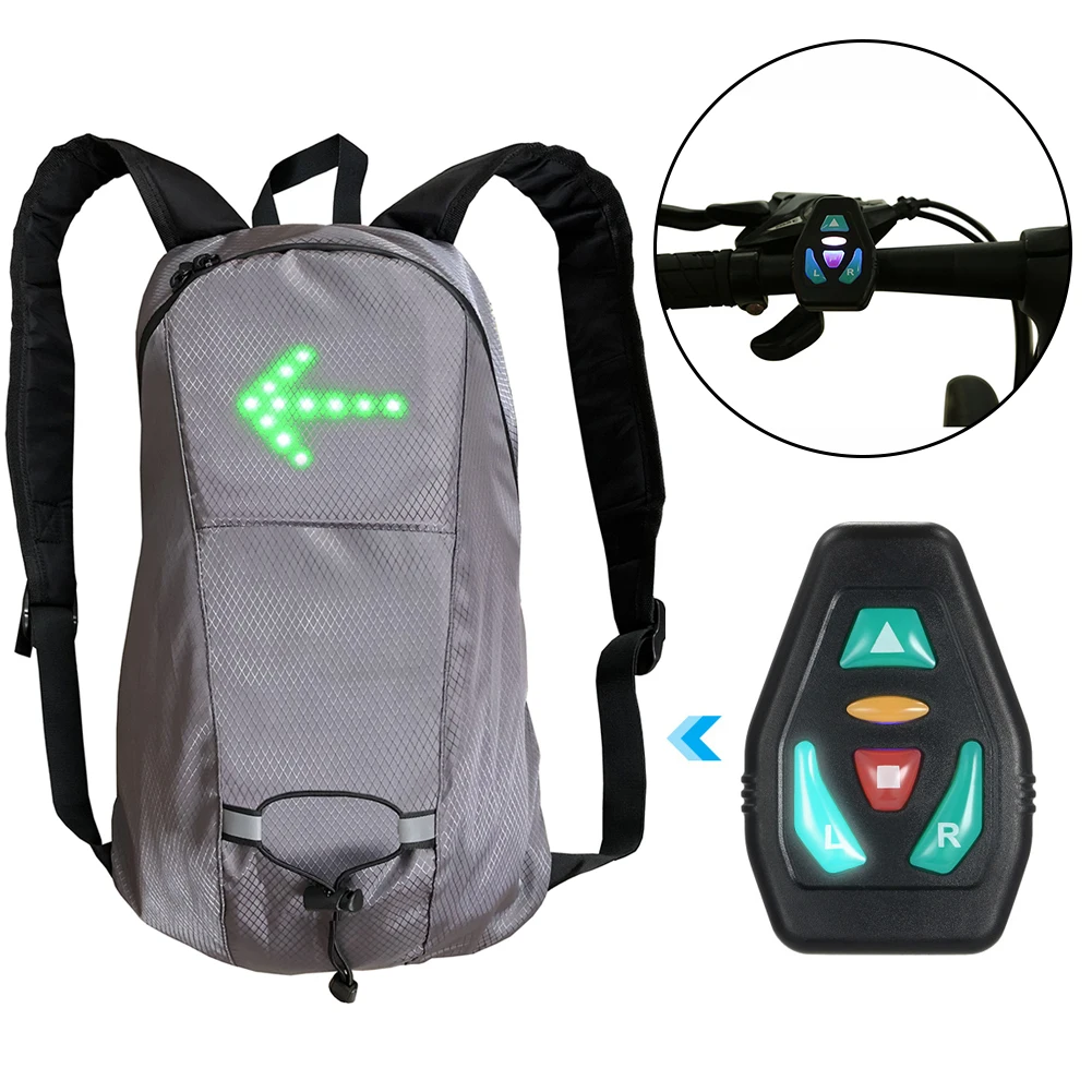 Cycling MTB Bag Safety LED Turn Signal Light Wireless Remote Control Bicycle Night Riding Running Camping Warning Backpacks |