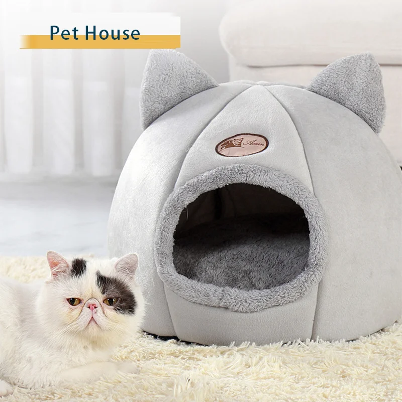 

2022 Deep Sleep Comfort Pet Bed Enclosed Cat House Winter Warm Cold-proof Pets Tent Cozy Cave Pet Home Indoor Cat Accessiories