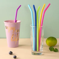 1pcs silicone straw drinking fruit juice milk tea curved soft straw childrens complementary food multi color straws