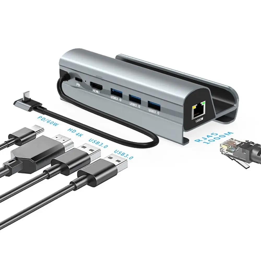 Фото Подставка для портативной консоли 4K, 60 Гц, база Gigabit Ethernet USB 3.0, игровая док-станция 6 в 1 для Asus ROG Ally/Steam Deck №4
